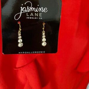 rhinestone  gold color earrings #glamour hypoallergenic NWT! Jasmine Lane